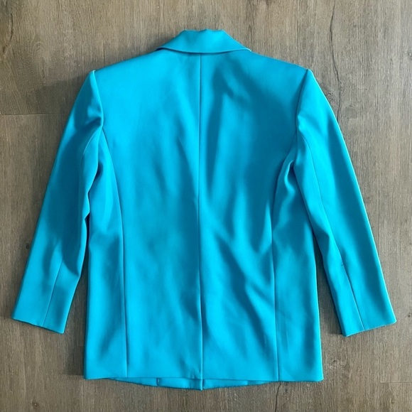 Alice + Olivia Shan Solid Oversized Satin Blazer - Ocean Blue - Size 4 - Picture 6 of 15